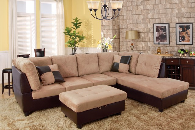 LF103B Siano Right Hand Facing Sectional Sofa- Sand - 35 x 103.5 x 74.5 in -  LifeStyle Furniture