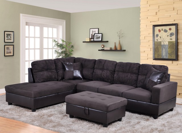 LF105A Avellino Left Hand Facing Sectional Sofa- Dark Chocolate - 35 x 103.5 x 74.5 in -  LifeStyle Furniture