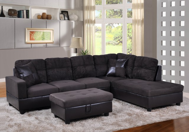 LF105B Avellino Right Hand Facing Sectional Sofa- Dark Chocolate - 35 x 103.5 x 74.5 in -  LifeStyle Furniture