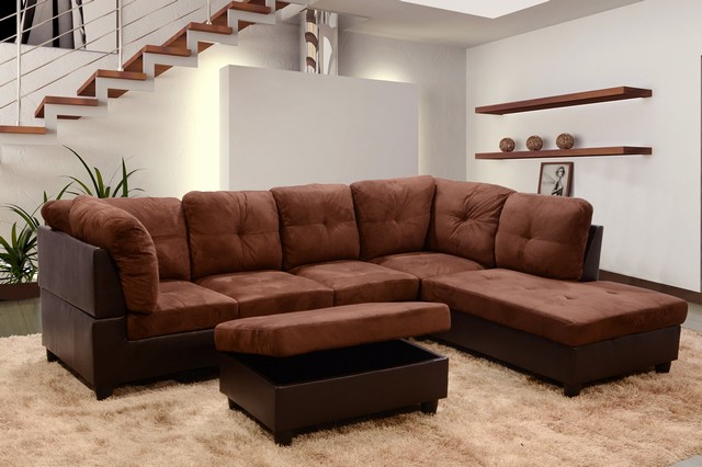 LF107B Siano Right Hand Facing Sectional Sofa- Brown - 35 x 103.5 x 74.5 in -  LifeStyle Furniture