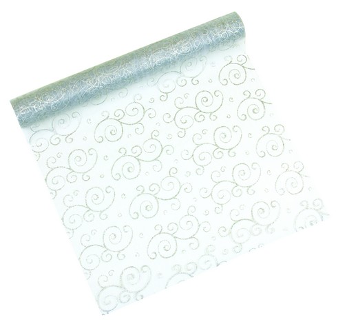 844999 18 in. Scrolls Ribbon - 10 Yards, Silver