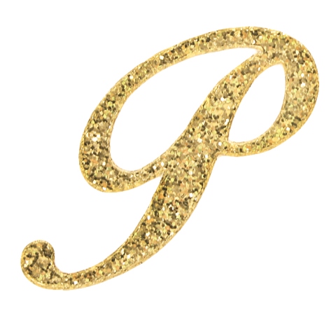 156421 1.5 in. Script Letter - Upper Case P, Gold