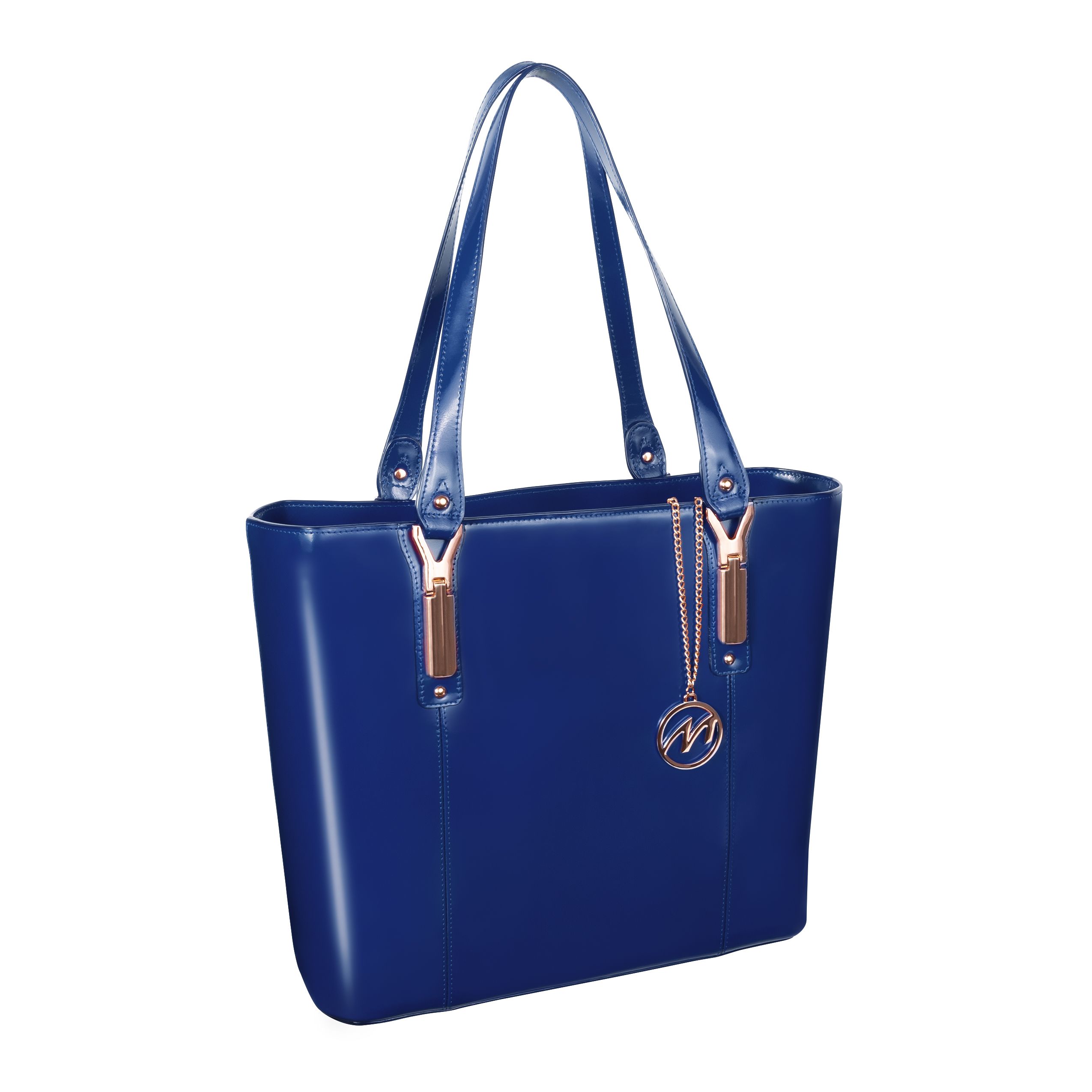 Picture of McKlein 97577 Savarna Leather Shoulder Tote Bag- Navy - 14.5 x 5 x 13 in.