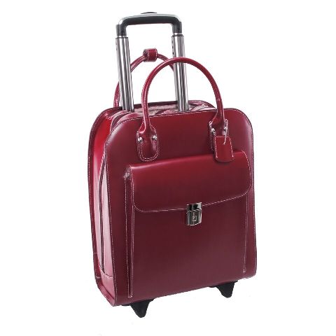 15.6 in. Uptown Leather Vertical Wheeled Ladies Briefcase, Red - 13.5 x 6 x 16 in -  A1 Luggage, A12611536