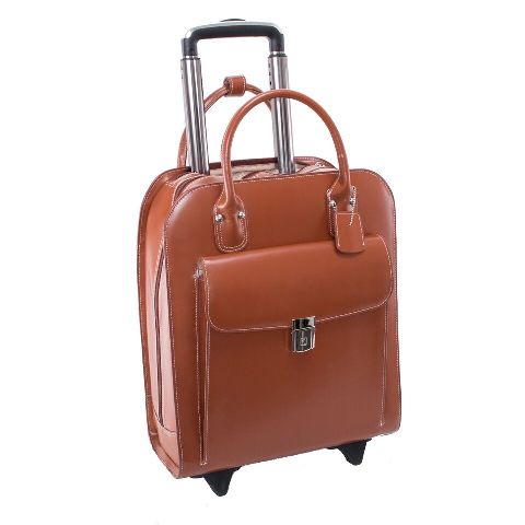 Picture of McKlein 97694 15.6 in. Uptown Leather Vertical Wheeled Ladies Briefcase- Brown - 13.5 x 6 x 16 in.