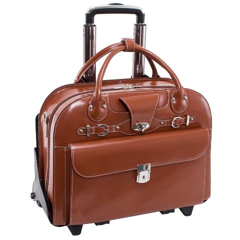 McKlein  15.6 in. Roseville Leather Fly Friendly Detachable Wheeled Ladies Briefcase, Brown - 17 x 6 x 13 in -  McKleinUSA, MC1106465