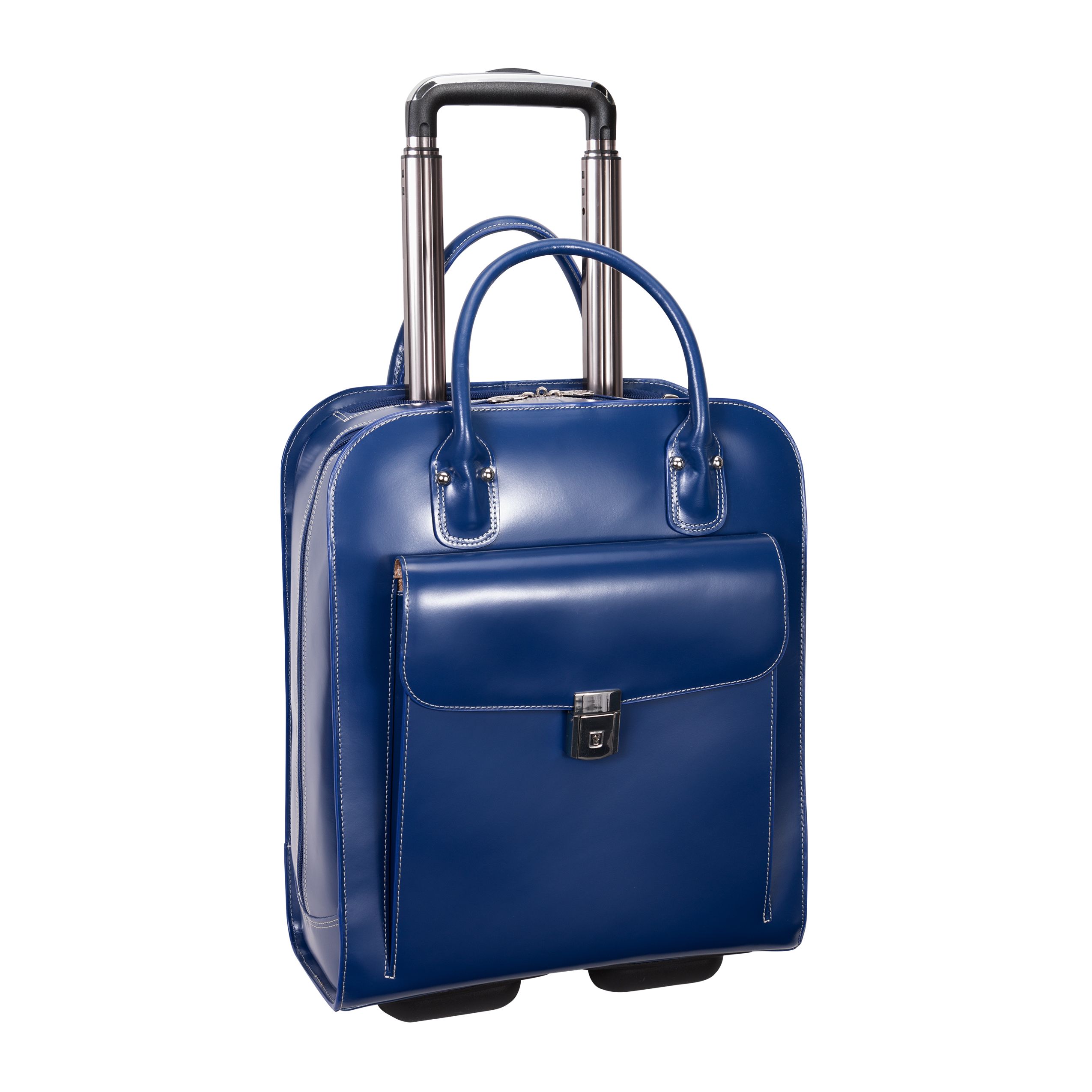 Picture of McKlein 97697 15.6 in. Uptown Leather Vertical Wheeled Ladies Briefcase- Navy - 13.5 x 6 x 16 in.