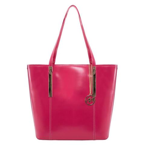Cristina Leather Shoulder Tote Bag, Fuchsia - 13.5 x 6 x 14 in -  A1 Luggage, A12450924