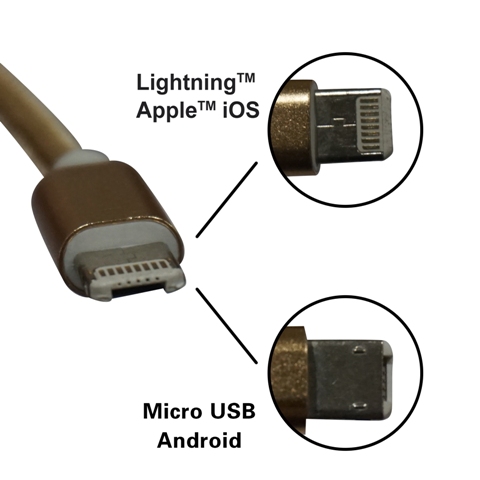 29-1697 2 in 1 Cable with Lightning Adapter for Apple iOS Or Android USB
