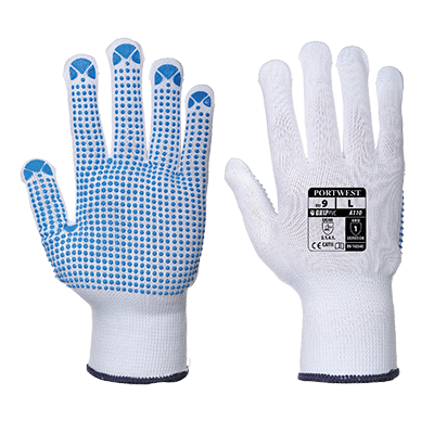 A110 Medium Polka Dot Glove, White & Blue - Regular