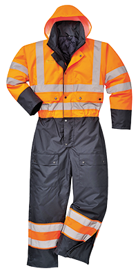S485 Large Contrast Quilted Coverall Lined, Orange & Navy - Regular