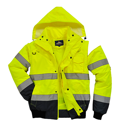 UC465 Large 3 in 1 Waterproof Bomber Jacket, Yellow & Navy