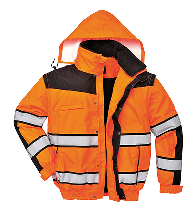 UC466 2XL Hi-Visibility Classic Bomber Jacket, Orange & Black - Regular -  Portwest, UC466OBRXXL