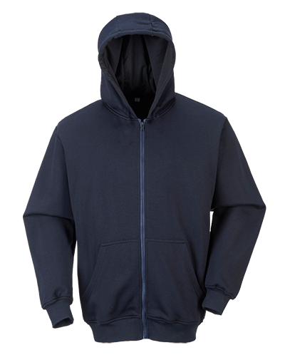 UFR81 Extra Large Flame Resistant Zippered Front Hooded Sweatshirt, Navy - Regular