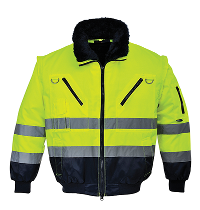 UPJ50 Medium Hi-Visibility 3-in-1 Pilot Jacket, Yellow & Navy - Regular