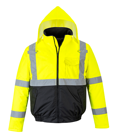 US363 5XL Hi-Visibility Value Waterproof Bomber Jacket, Yellow & Black - Regular -  Portwest, US363YBR5XL