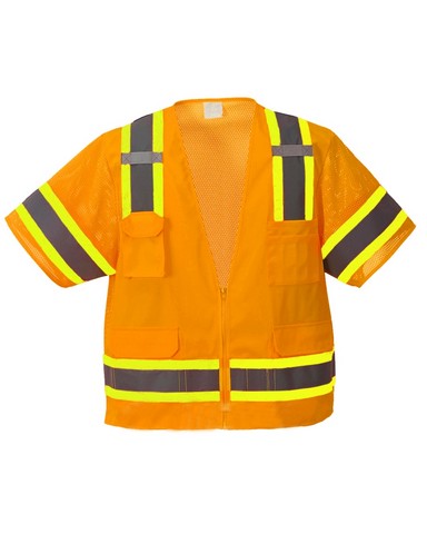 US373 4XL Aurora Sleeved Hi-Visibility Zippered Vest, Orange - Regular