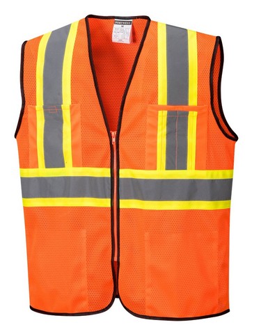 US381 2XL Frisco Hi-Visibility Contrast Mesh Vest, Orange - Regular