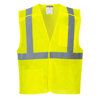 US384 Extra Large Hi-Visibility Economy Break-Away Mesh Vest, Yellow - Regular
