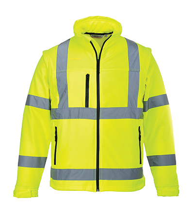 Hi-Vis Softshell Jacket, 94% Polyester, 6% Elastane, Yellow/Green, 2XL