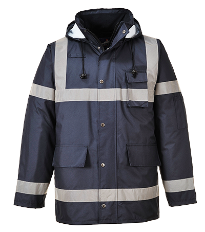 US433 Small Reflective Iona Lite Rain Jacket, Navy - Regular