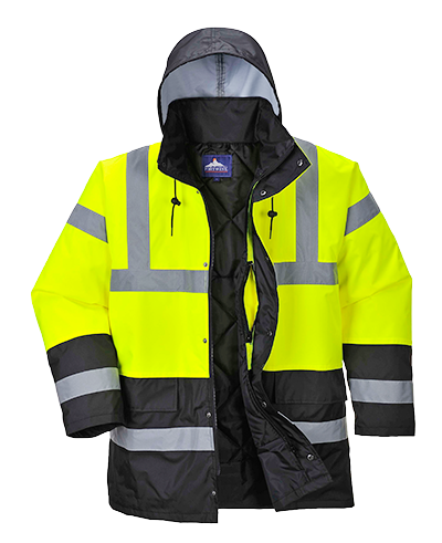 US466 Medium Hi-Visibility Contrast Traffic Jacket, Yellow & Black - Regular
