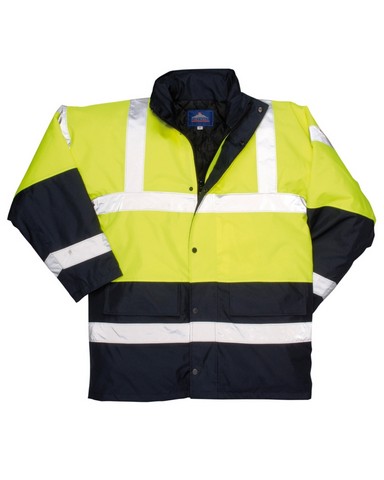 US466 4XL Hi-Visibility Contrast Traffic Jacket, Yellow & Navy - Regular
