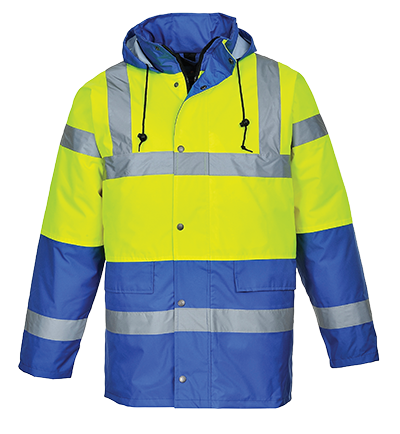 US466 Large Hi-Visibility Contrast Traffic Jacket, Yellow & Royal Blue - Regular