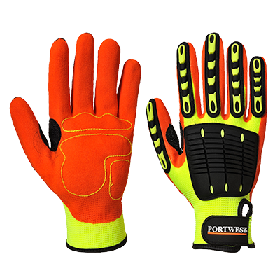 A721 Large Anti Impact Grip Glove, Yellow & Orange - Regular