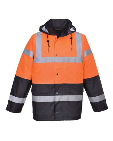 US467 Medium Hi-Visibility Contrast Traffic Jacket, Orange & Navy - Regular