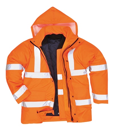 US468 Medium Hi-Visibility 4-in-1 Traffic Jacket, Orange - Regular