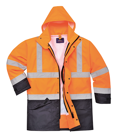 US768 5XL Hi-Visibility 5-in-1 Waterproof Executive Jacket, Orange & Navy - Regular -  Portwest, US768ONR5XL