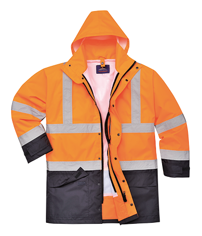 US768 Medium Hi-Visibility 5-in-1 Waterproof Executive Jacket, Orange & Navy - Regular -  Portwest, US768ONRM