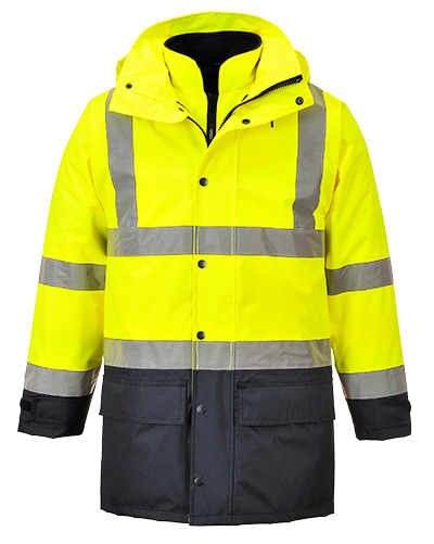 US768 Large Hi-Visibility 5-in-1 Waterproof Executive Jacket, Yellow & Navy - Regular -  Portwest, US768YNRL