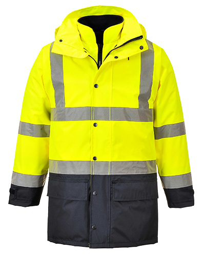 US768 Small Hi-Visibility 5-in-1 Waterproof Executive Jacket, Yellow & Navy - Regular -  Portwest, US768YNRS