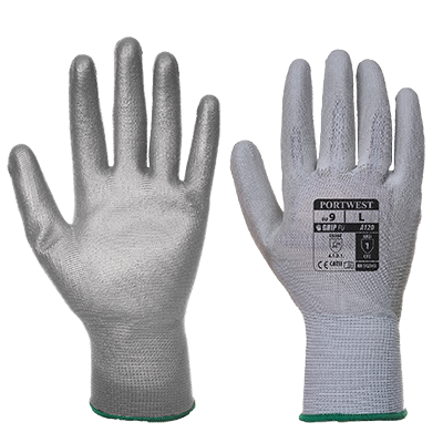 VA120 Extra Small Vending Polyurethane Palm Glove, Grey - Regular