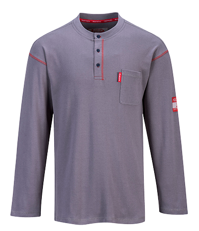 FR02 2XL Crew Neck Button T-Shirt, Grey - Regular