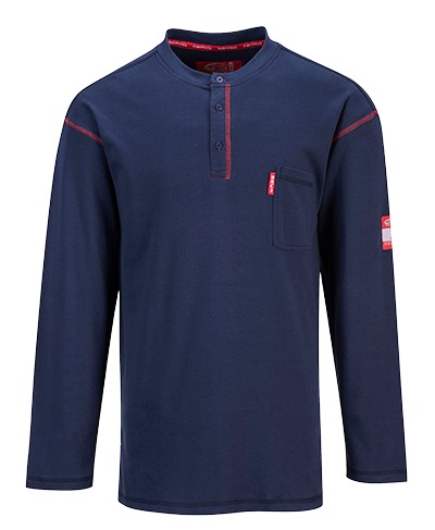 FR02 Extra Large Crew Neck Button T-Shirt, Navy - Regular