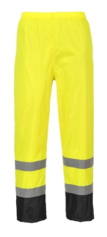 Picture of Portwest H444 4XL Hi-Visibility Classic Contrast Rain Trousers&#44; Yellow & Black - Regular