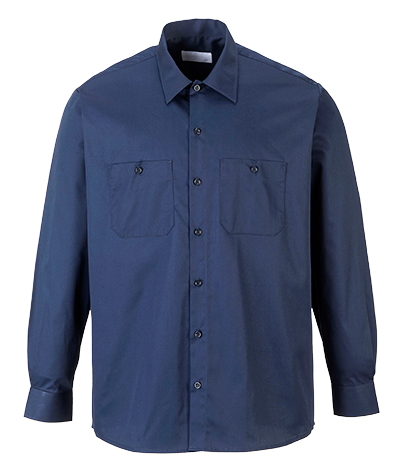 S125 4XL Industrial Long Sleeve Work Shirt, Navy - Regular