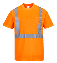 Hi-Vis Pocket T-Shirt, Class 2, Type R, 100% Polyester, Orange, 3XL