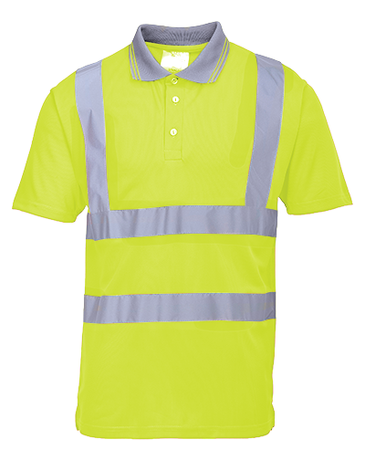 Hi-Vis S/S Polo Shirt, Class 2, Type P, Type R, 100% Polyester, Yellow, 5XL