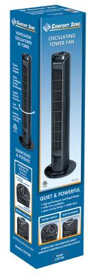 Picture of Howard Berger CZTFR1BK 3 Speed Tower Oscillating Fan&#44; Black - 30 in.