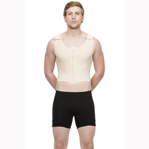MG03 Vest With Front Zipper & 3 in. Waist Elastic Band, Beige - Small