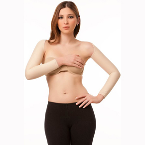 SL01-LS Full Length Sleeves With Hook & Eye Back Closure, Beige - 2XL