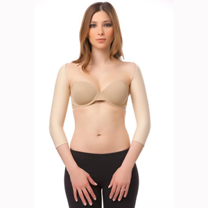 SL01-MS Below Elbow Sleeves With Hook & Eye Closure, Beige - 2XL