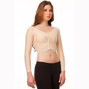 VS02-LS Underbust Length Vest With Long Sleeves, Beige - Medium