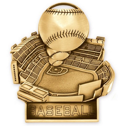 3.5 in. Standup Medal Baseball, Gold - Pack of 25