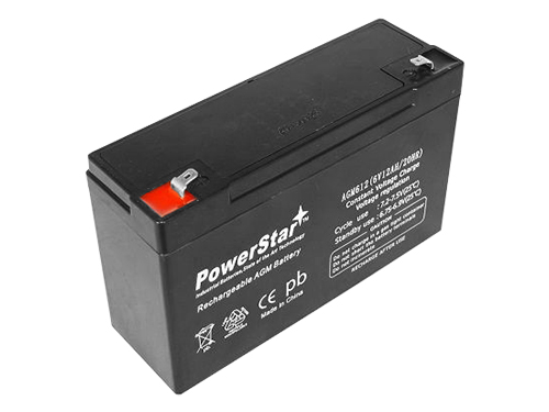 Picture of PowerStar AGM6V12-41 6V 12Ah Replacement HE-0612 SLA Rechargeable Storage Battery