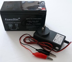 PS12-9+F120-010-W 12V 9Ah Peg Perego Charger & SLA Battery -  PowerStar